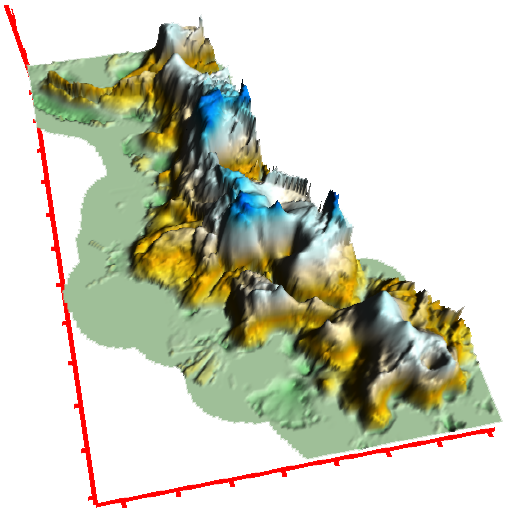 Thickness map of backbarrier sediments in the Plum Island barrier system interpolated from stratigraphic data from ~200 sediment cores across the barrier, marshes and tidal flats of Plum Island.